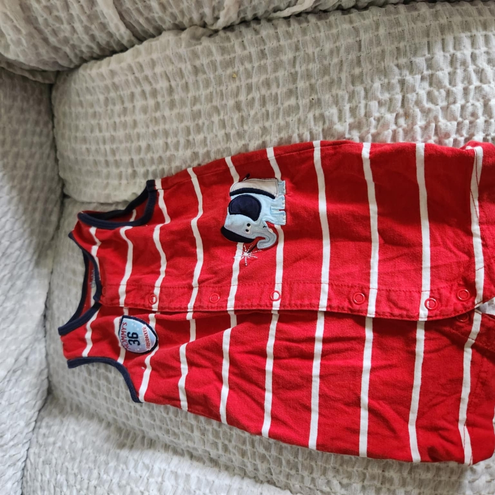 Red and White Striped Baby Romper
